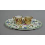 A Miniature Royal Worcester Blush Ivory Loving Mug and Tyg Together with a Minton Haddon Hall Oval