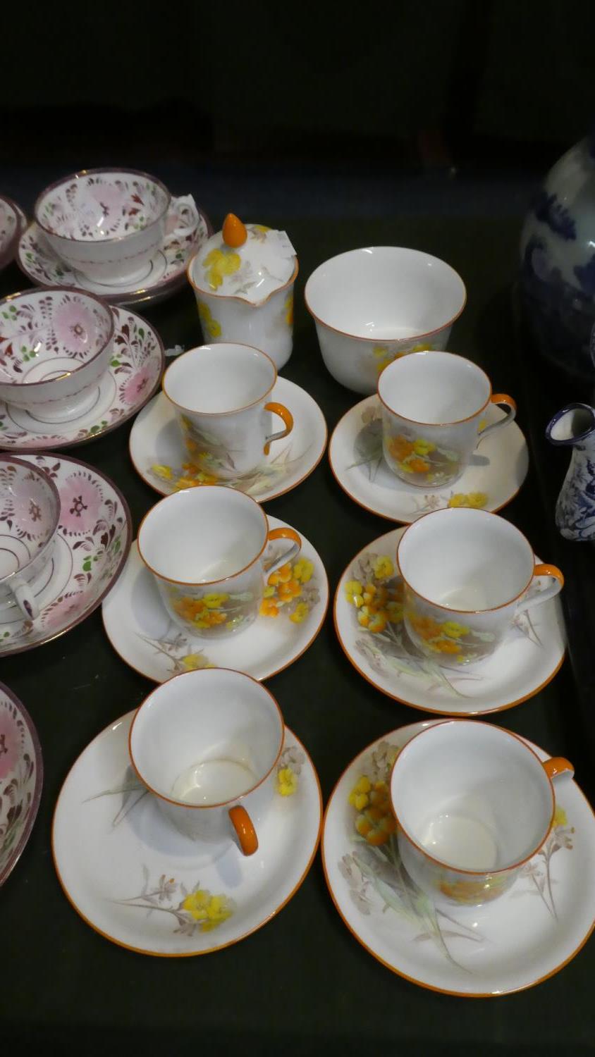 A Shelley Coffee Set Comprising Six Cans and Saucers, Cream Jug and Sugar Bowl