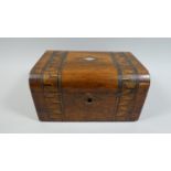 A Late 19th Century Work Box with Inlaid Banded Decoration, 25cm Wide