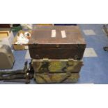 Two Camouflage Military Boxes and an Iron Mounted Box