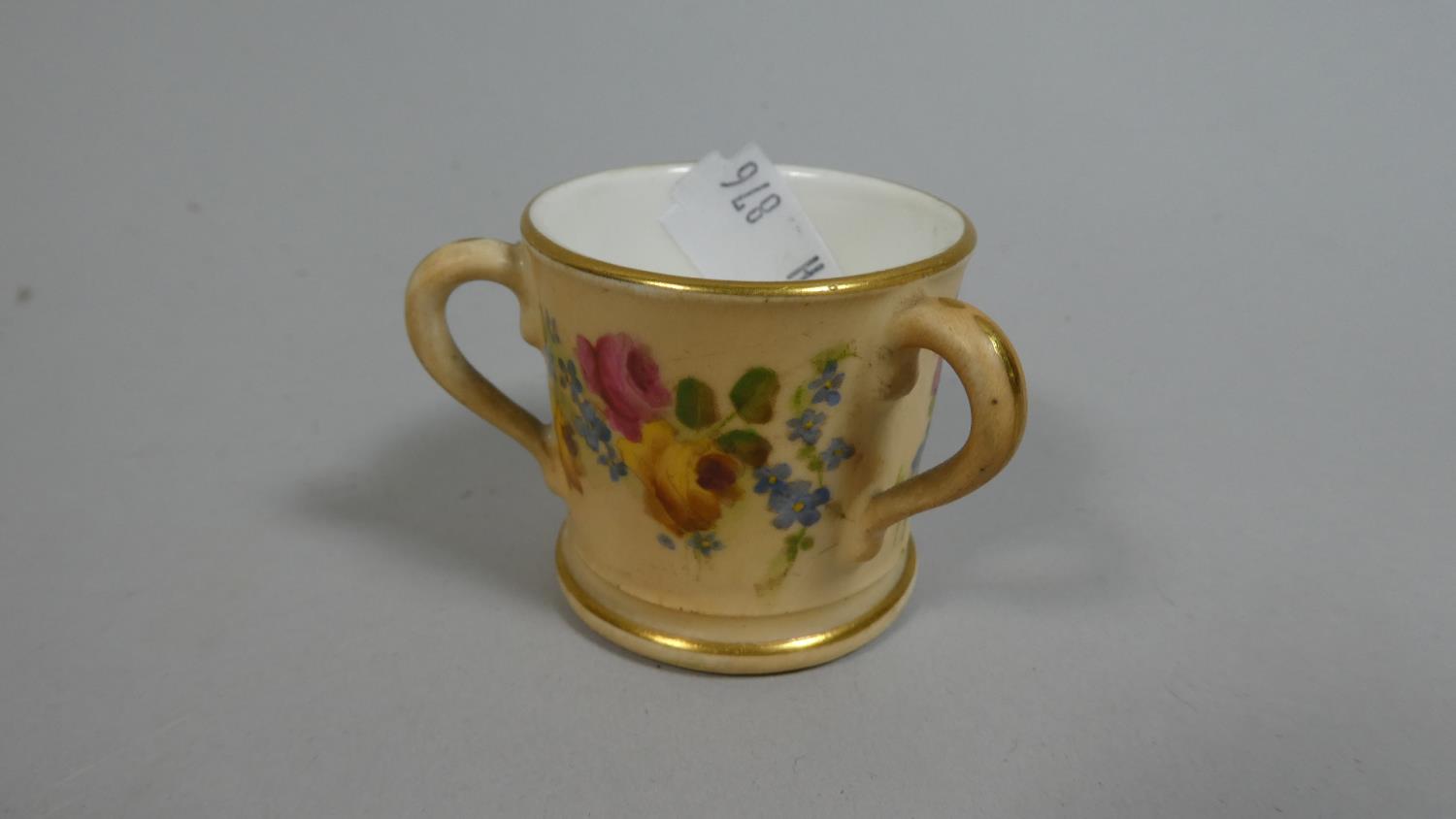 A Miniature Royal Worcester Blush Ivory Loving Mug and Tyg Together with a Minton Haddon Hall Oval - Image 5 of 6