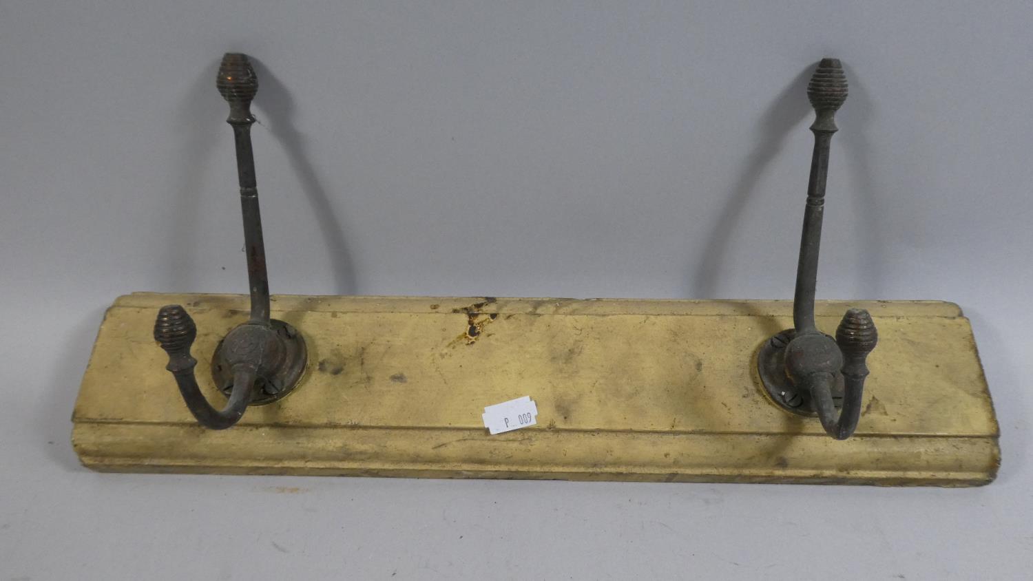 A Vintage Wall Mounting Two Brass Hanging Coat Rail, 42cm Long