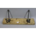 A Vintage Wall Mounting Two Brass Hanging Coat Rail, 42cm Long