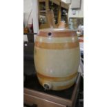 A Glazed Stoneware Barrel, 35cm High