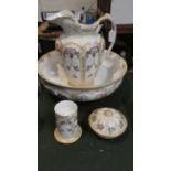 A Blush Ivory Crown Devon Toilet Set Comprising Jug, Bowl, Spill Vase and Soap Dish