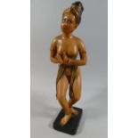 A 1950's Chalk Figure of Nude Dancer with Grass Skirt, Arms AF, 40cm High