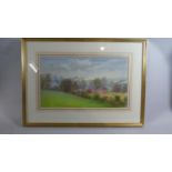 A Framed Elizabeth Kitson Pastel of Cottage and Church in Rural Location