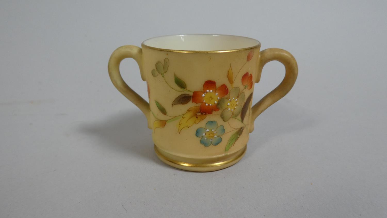 A Miniature Royal Worcester Blush Ivory Loving Mug and Tyg Together with a Minton Haddon Hall Oval - Image 3 of 6