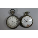 A Silver Plated Waltham Pocket Retailed by Tracy and Co. Together with a Pair Cased Pocket Watch