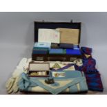 A Collection of Various Masonic Sundies to Include Gloves, Books, Apron, Sashes etc