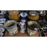 A Tray Containing William I and Richard I Character Jugs, Hornsea Heirloom Storage Jars, Bohemian