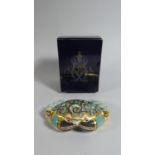A Royal Crown Derby Cromer Crab Paperweight with Gold Button in Original Box (Hairline)