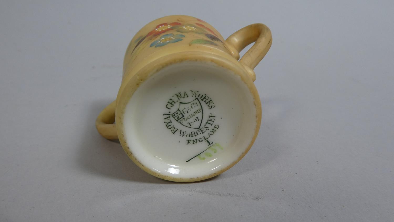 A Miniature Royal Worcester Blush Ivory Loving Mug and Tyg Together with a Minton Haddon Hall Oval - Image 4 of 6