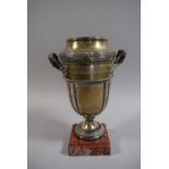 A Belgian Silver Plated Military Trophy in Original Box Dated 1910, 27cm High
