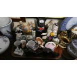 A Tray of Ceramics to Include Staffordshire Spill Vase, Coalport Village Church, Wedgwood