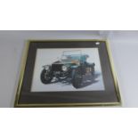 A Framed Print of a Vintage Car, 41cm Wide