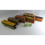 A Collection of Five Tine Plate Busses and Trams for Spares and Repairs. Some with Keys