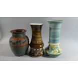 A Collection of Three Vintage Vases, Two Stamped Jersey Pottery, Tallest 33cm High