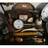 A Collection of Treenware, Sharpening Steels, Cutthroat Razor etc