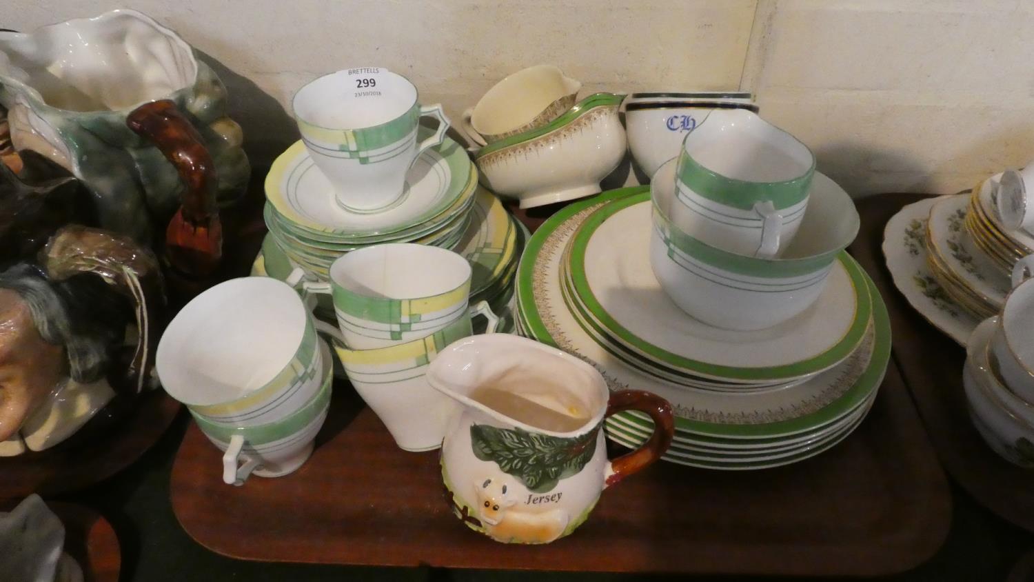 A Collection of Windsor China Green and White Teawares, Dinnerwares etc