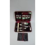 A Late Victorian Cased Mother of Pearl Handled Manicure Set/Necessaire