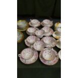 A Tray of Pink Lustre Teawares to Include Ten Cups and Saucers