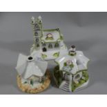 A Collection of Ceramics to Include Coalport Umbrella House and Village Church Together with a