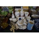 A Tray Containing a Collection of Aynsley Cottage Garden, TG Green Bass Tankard, Coalport Shrewsbury