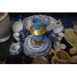 A Tray of Blue and White China to Include Noritake Together with a Crown Devon Memphis Vase (