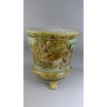 A Late 19th Century Majolica Circular Planter Decorated in Relief with Donkeys and Oak Tress, 32cm