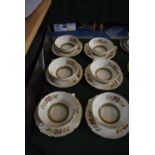 A Set of Six Royal Cauldon Ludlow Pattern Soup Bowls and Saucers