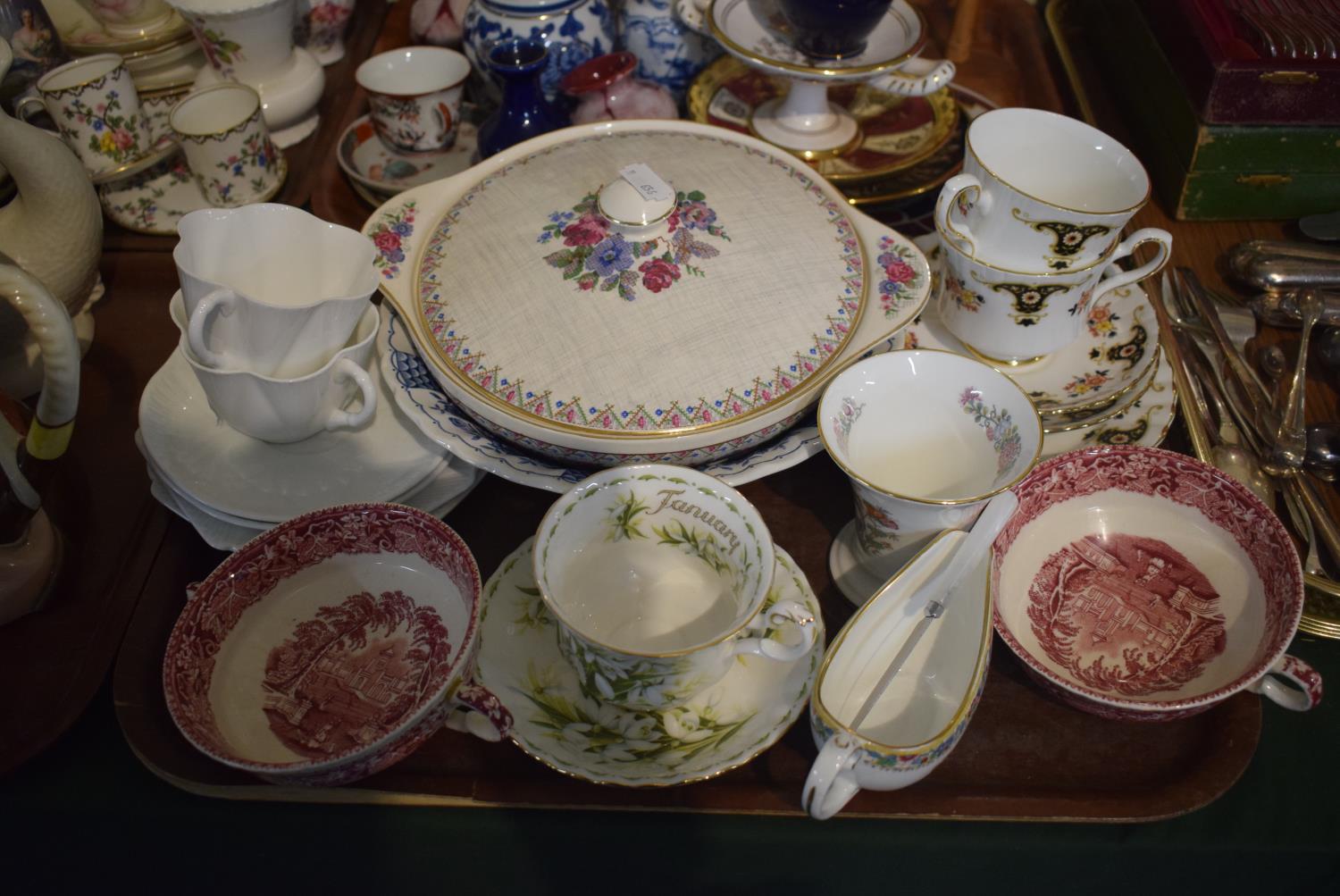 A Tray Containing Masons, Royal Albert, Shelley, Royal Stafford etc