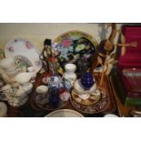 A Tray of Continental and Oriental China to Include Vases, Decorated Plates, Jugs Together with