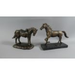 Two Bronze Effect Studies of Trotting Horse and War Horse, Plus VAT