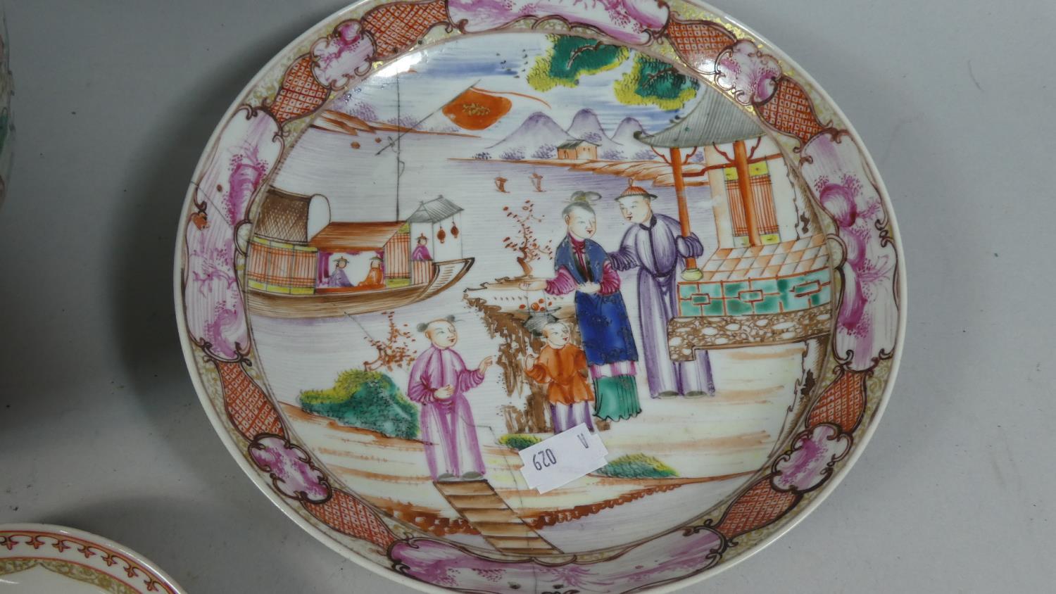 A Collection of Three Chinese Ceramics to Include Footed Bowl, Ceramic Dish Decorated with Mother - Image 2 of 4