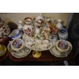 A Tray of Ceramics to Include Masons Mandalay , Wedgwood Wild Strawberry, Royal Albert Country