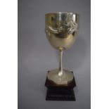 A Large Chinese Silver Goblet by Wang Hing, The Bowl decorated in relief with Dragon. Stamped WH 90.