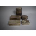 A Collection of Two Silver Snuff Boxes, Two Silver Vinaigrette Boxes and a Silver Vesta