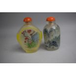 A Large Chinese Crystal and Yellow Overlay Oval Snuff Bottle set on Raised Foot decorated with