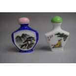 A Chinese Snuff Bottle of Polygon Form, Tapering to Splayed Foot with Hand Coloured Enamels
