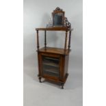 A Late Victorian Inlaid Music Cabinet with Glazed Door to Shelved Interior> Turned Supports to