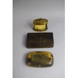 A Collection of Three Horn Snuff Boxes to include Defanse Son Faite