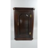A 19th Century Oak Hanging Corner Cabinet with Panelled Door with Brass H Hinges to Shelved