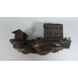 A 19th Century Black Forest Folk Art Wooden Model of a Mountain Top School. 36cms Wide