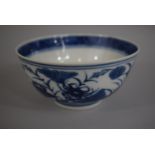 An Oriental Blue and White Bowl decorated with Flowers having Underglazed Blue Four Character