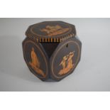 A 19th Century Sorrento Ware Cubic Tea Caddy with Inlaid Decoration to all Sides and Hinged