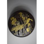 A Good Japanese Mixed Metal on Bronze Circular Potpourri Box with Pierced Lid decorated with