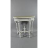 A Late Victorian Marble Topped White Painted Console Table with Turned Reeded and Carved Supports