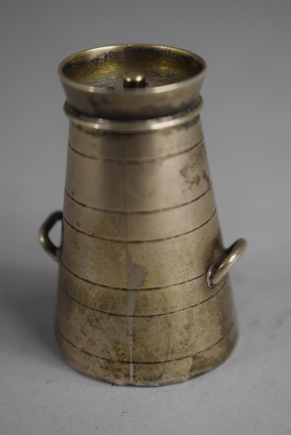 A Late Victorian Novelty Silver Pepper in the Form of a Milk Churn, Chester 1893. 18.9gms