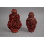 A Chinese Composite 'Cinnabar Lacquer' Snuff Bottle with Carved Decoration depicting Bird Among